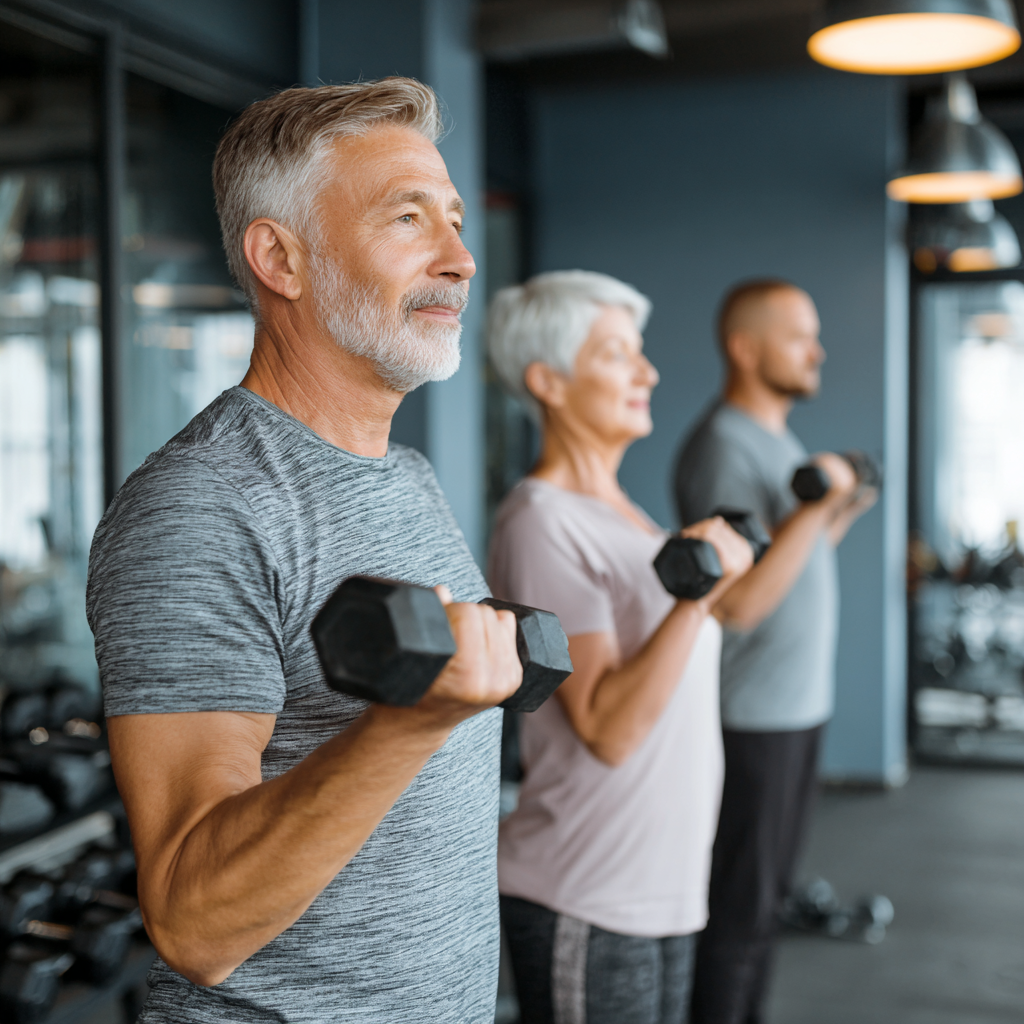 Diverse group of smiling Ukrainian adults in fitness attire celebrating completion of core training program in modern studio